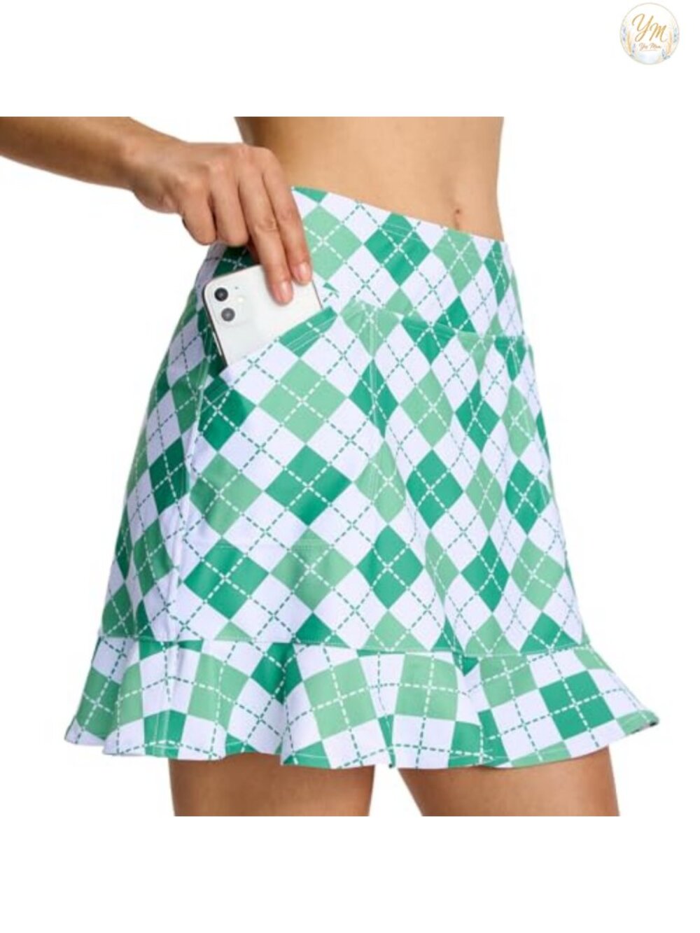 Women's Golf Skort with 4 Pockets Ruffle Hem High Waisted Athletic